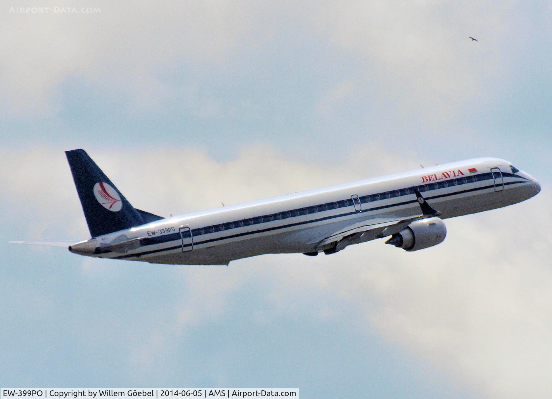EW-399PO, 2014 Embraer 195LR (ERJ-190-200LR) C/N 19000667, Take of from Schiphol Airport