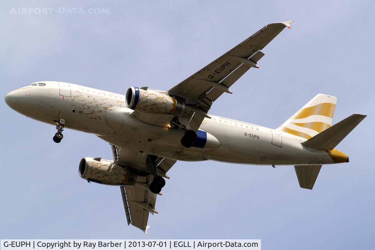 G-EUPH, 2000 Airbus A319-131 C/N 1225, A319-131 [1225] (British Airways) Home~G 01/07/2013. On approach 27R.