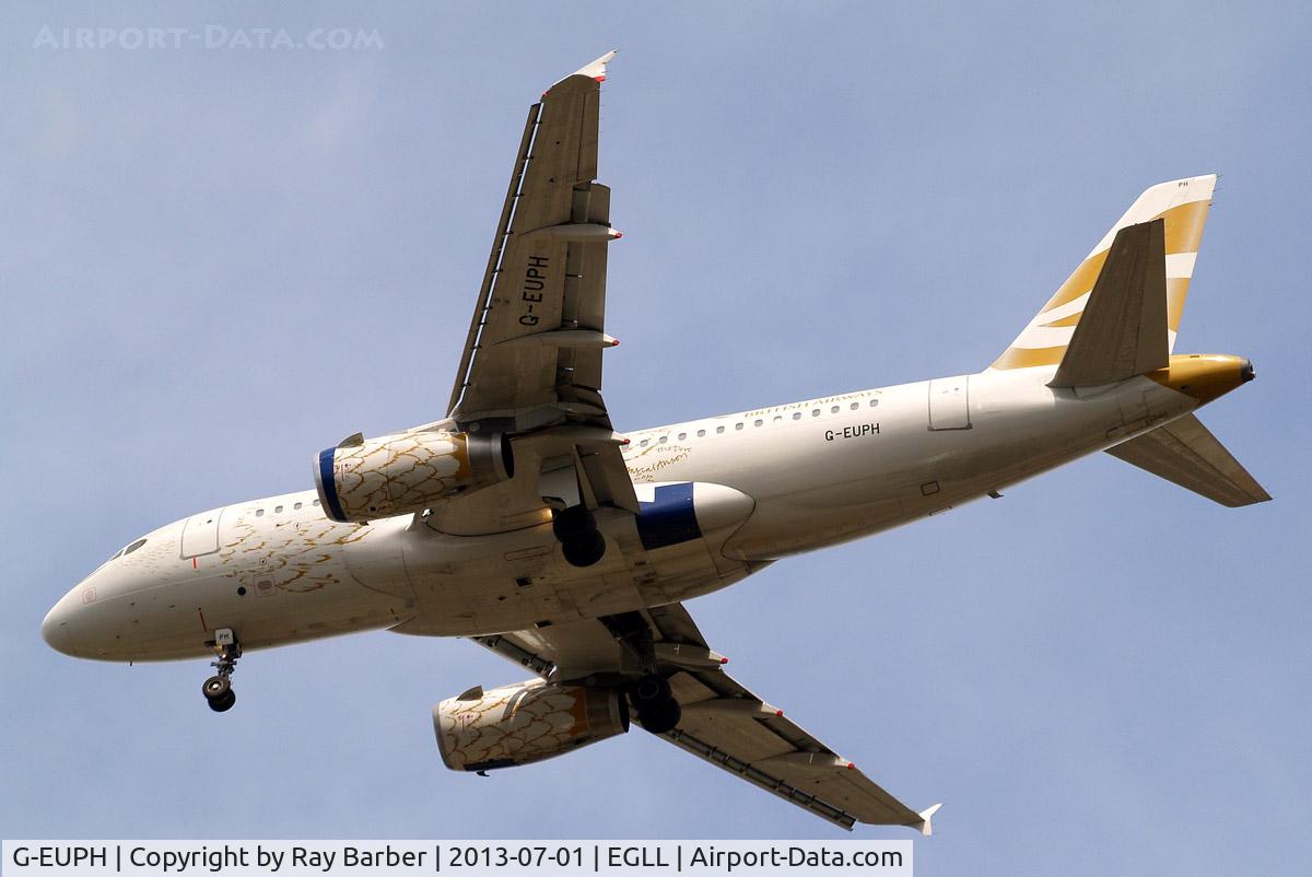 G-EUPH, 2000 Airbus A319-131 C/N 1225, A319-131 [1225] (British Airways) Home~G 01/07/2013. On approach 27R.