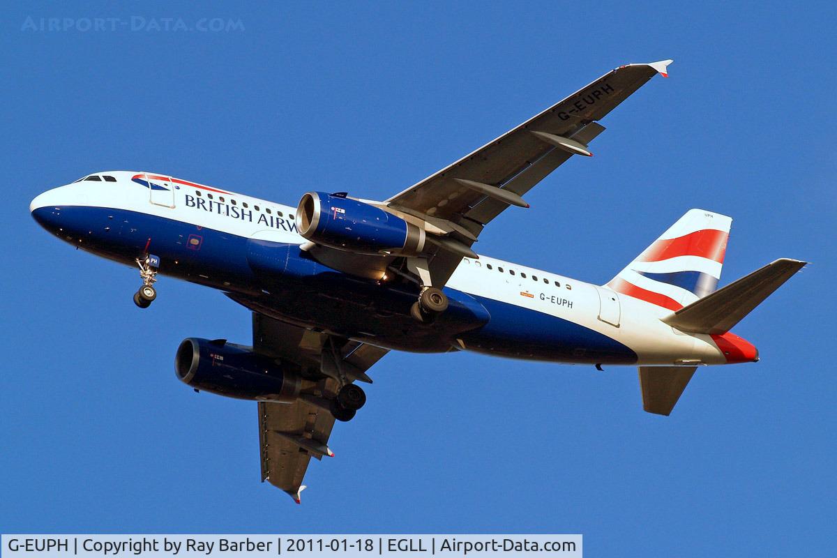 G-EUPH, 2000 Airbus A319-131 C/N 1225, Airbus A319-131 [1225] (British Airways) Home~G 18/01/2011. Oa approach 27R.