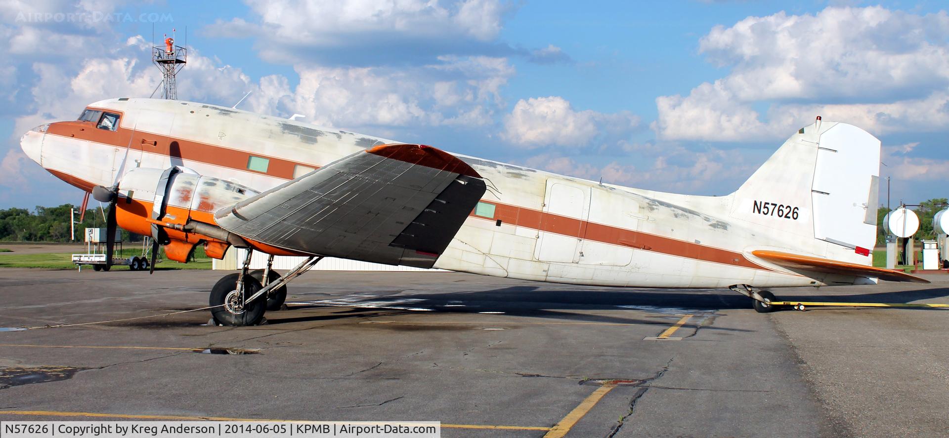 N57626, 1942 Douglas DC3C-S1C3G (C-47) C/N 4564, Douglas DC-3 on the ramp in Pembina, ND.