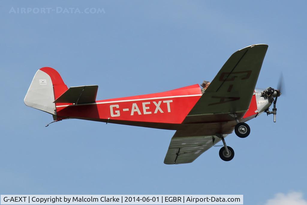 G-AEXT, 1937 Dart Kitten II C/N 123, Dart Kitten II at The Real Aeroplane Club's Biplane and Open Cockpit Fly-In, Breighton Airfield, June 1st 2014.