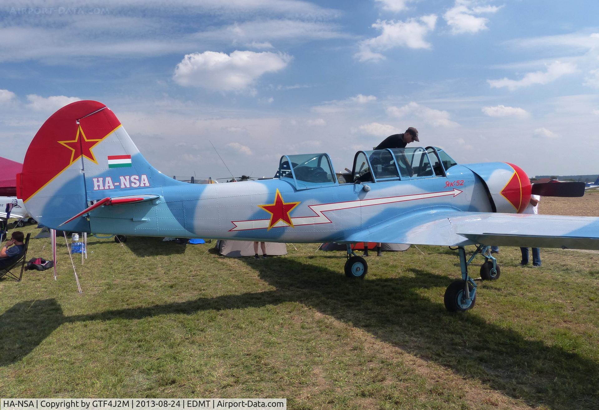 HA-NSA, 1984 Yakovlev Yak-52 C/N 844814, HA-NSA at Tannheim 24.8.13