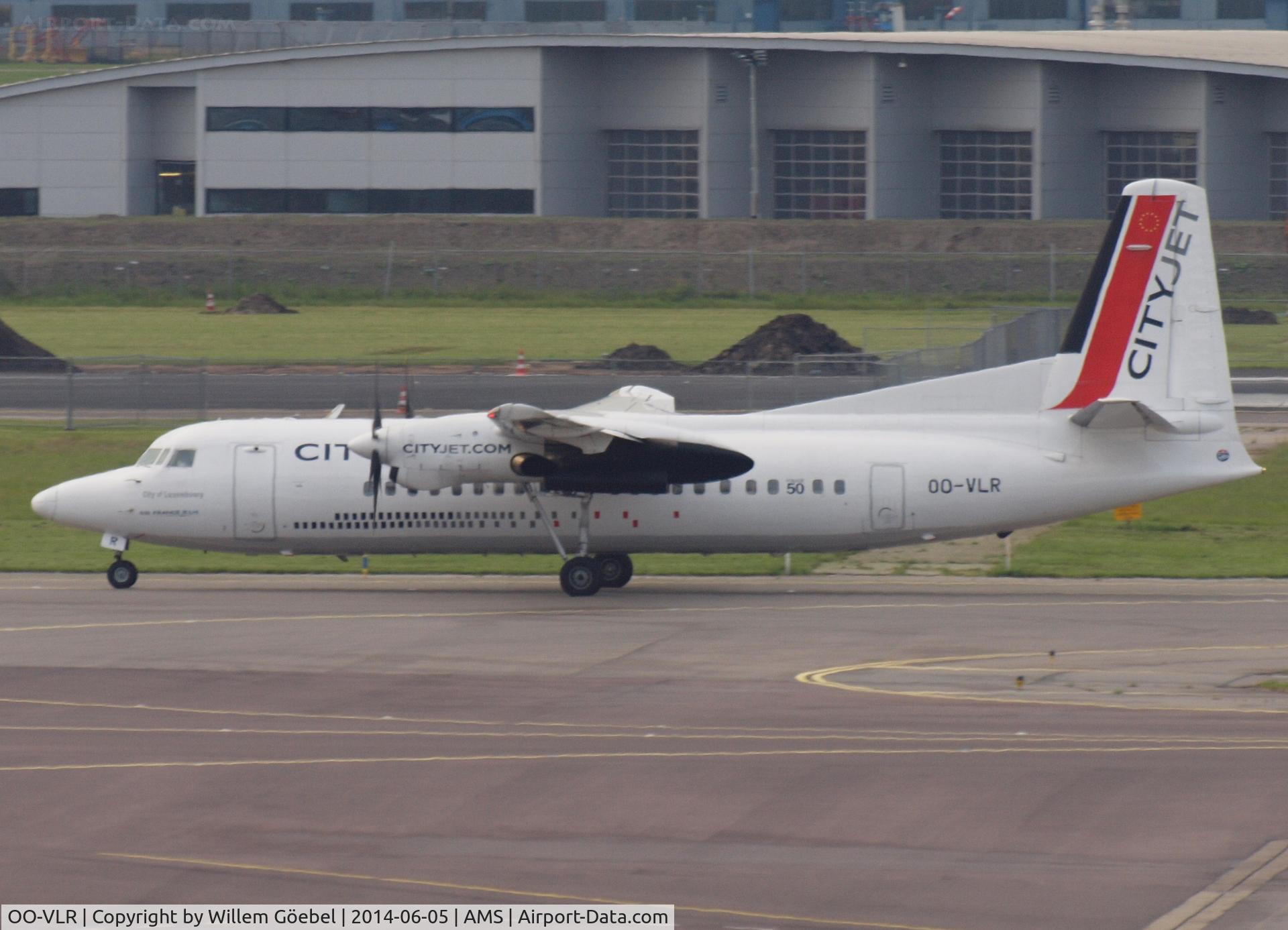 OO-VLR, 1988 Fokker 50 C/N 20121, Taxi to runway L18 of Schiphol Airport