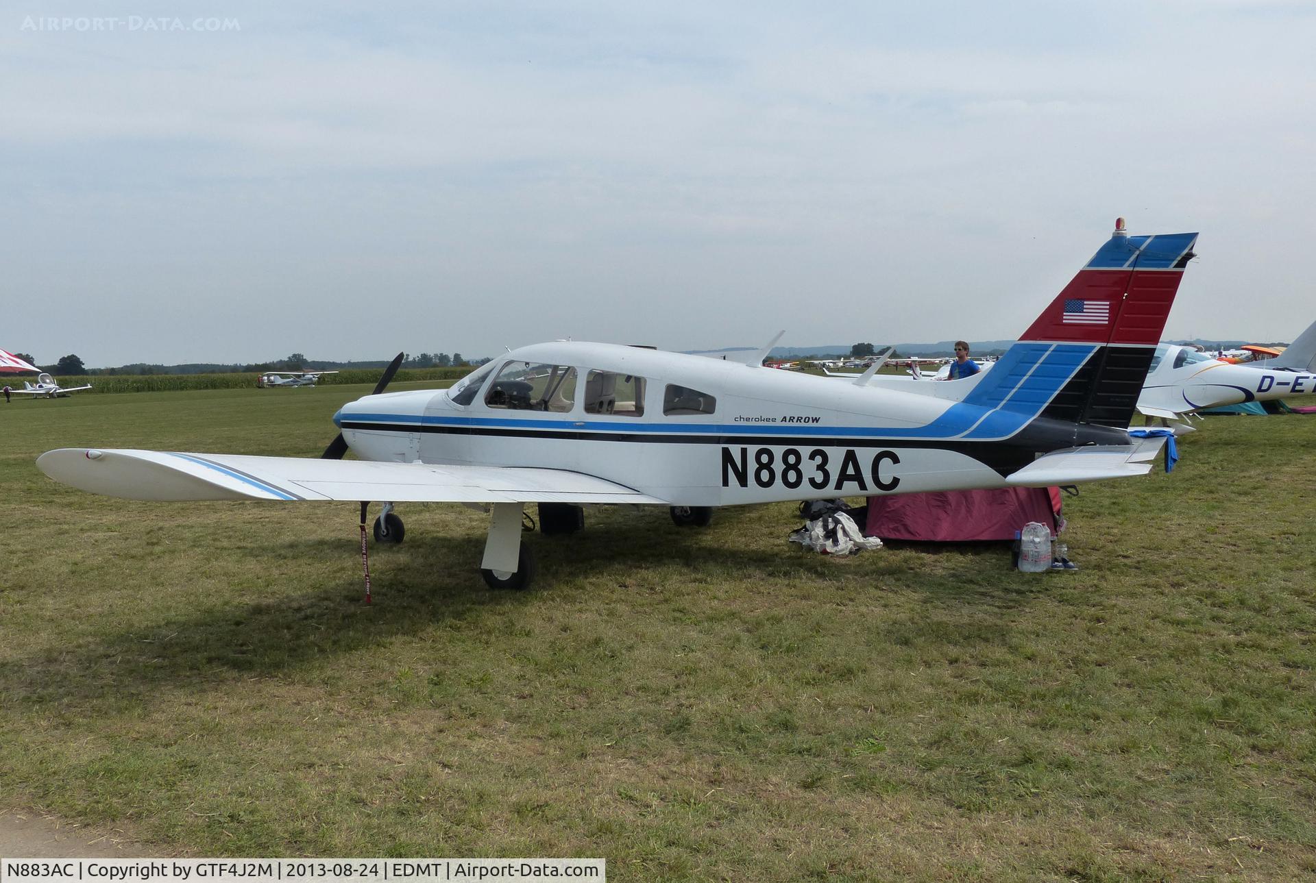 N883AC, 1975 Piper PA-28R-200 C/N 28-7535156, N883AC at Tannheim 24.8.13