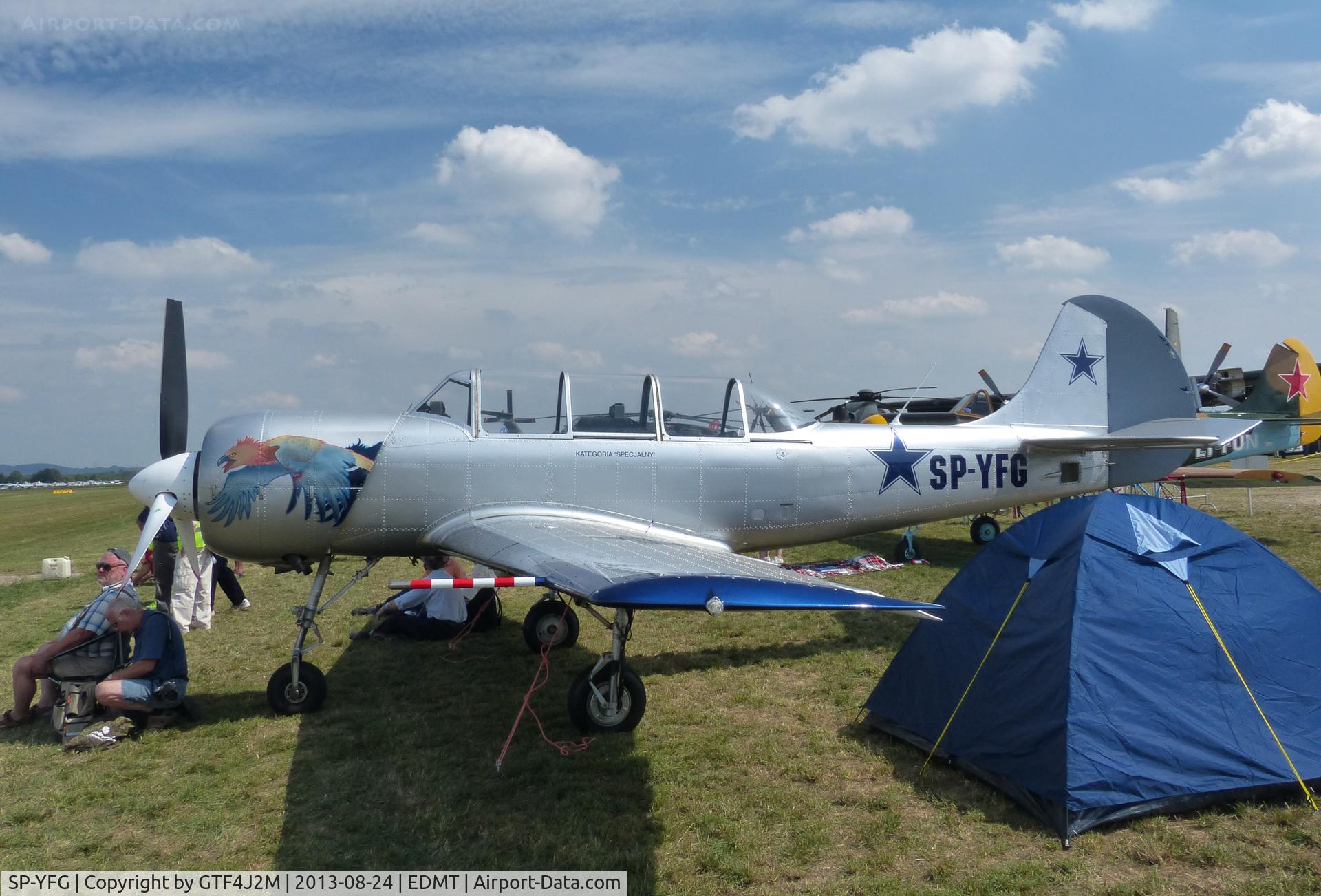 SP-YFG, Yakovlev Yak-52 C/N 9010307, SP-YFG at Tannheim 24.8.13