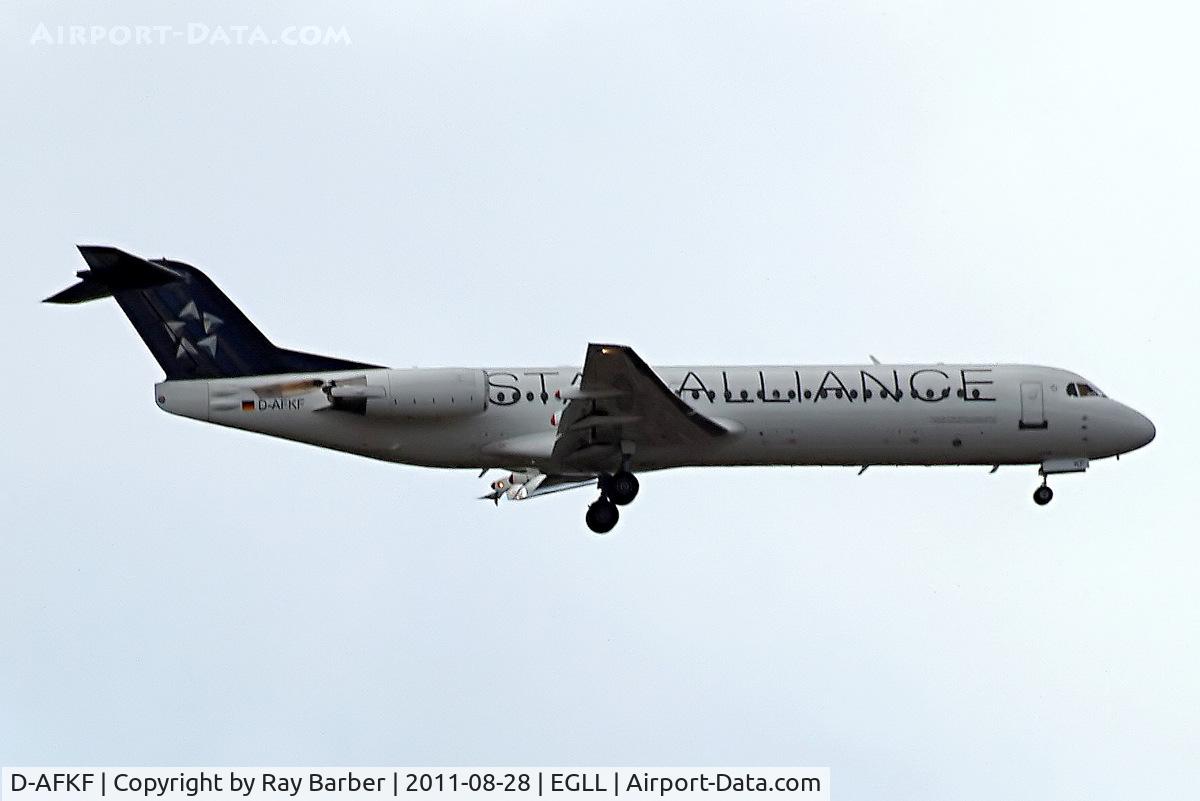 D-AFKF, 1994 Fokker 100 (F-28-0100) C/N 11470, Fokker F-100 [11470] (Lufthansa Regional/Contact Air) Home~G 28/08/2011. On approach 27L.