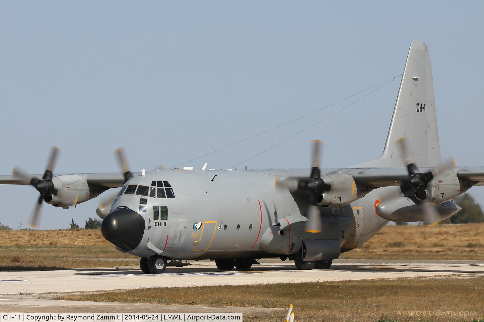 CH-11, Lockheed C-130H Hercules C/N 382-4482, Lockheed C130 Hercules CH-11 of Belgian Air Force taxing into the Park4 at Malta International Airport.