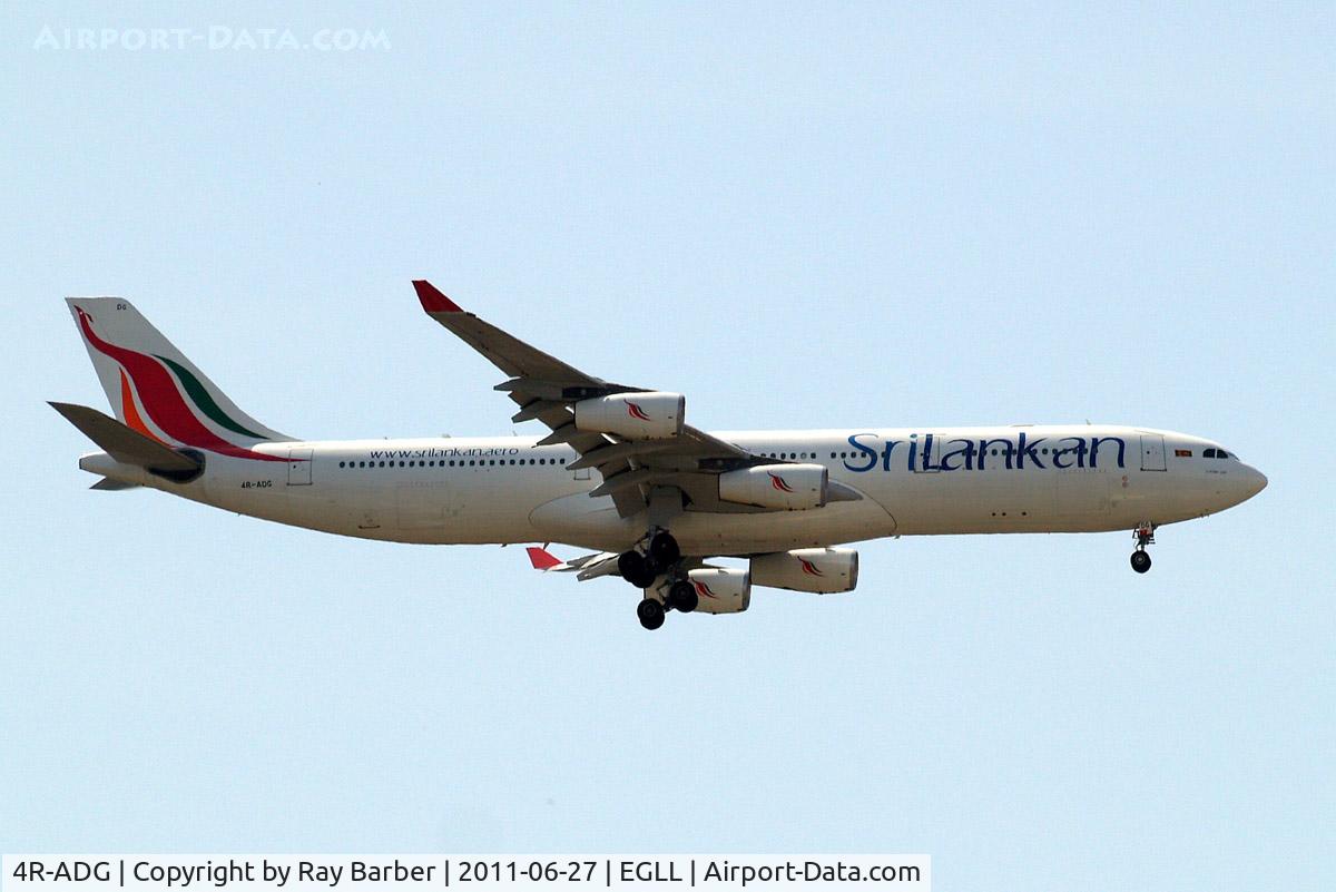 4R-ADG, 2000 Airbus A340-313X C/N 381, Airbus A340-313X [381] (Srilankan) Home~G 27/06/2011. On approach 27L.