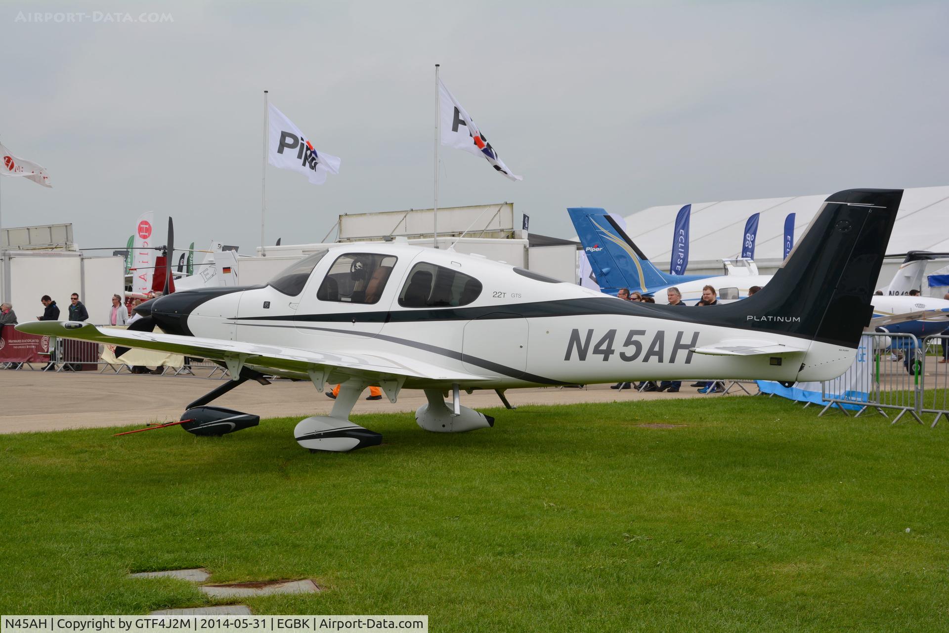 N45AH, 2014 Cirrus SR22T GTS C/N 0701, N45AH at Aero Expo Sywell 31.5.14