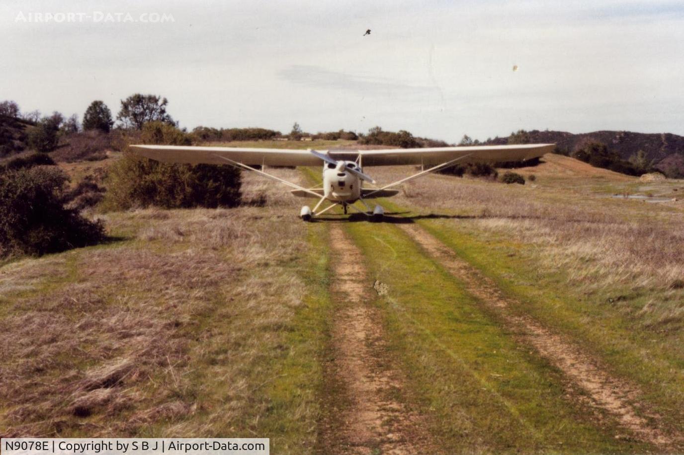 N9078E, 1946 Aeronca 11AC Chief C/N 11AC-710, 78E after landing on private strip (now closed due in part to a fatal C150 crash) in central calif. around 1994. There were many strips like this in the Mt Hamilton area,most of which are now closed.This strip is now part of Henry Coe state park.