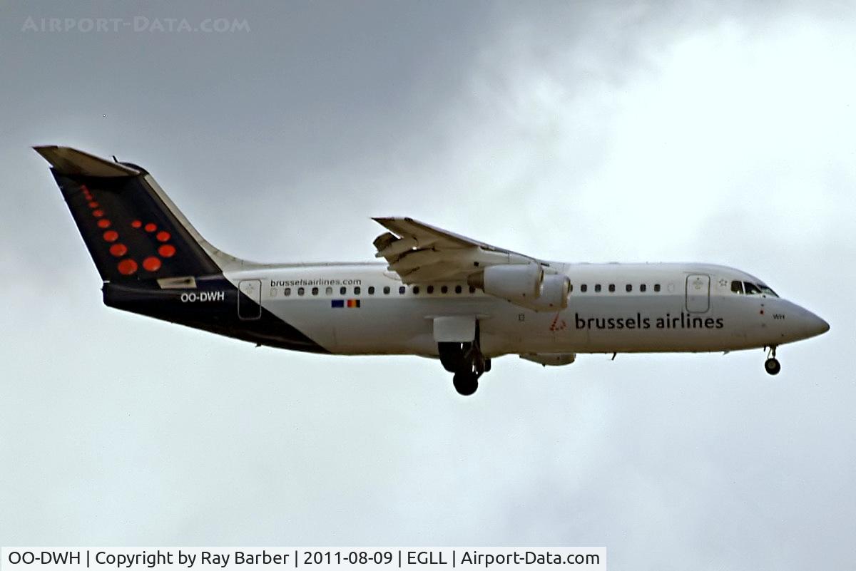 OO-DWH, 1998 British Aerospace Avro 146-RJ100 C/N E3340, BAe 146-RJ100 [E3340] (Brussels Airlines) Home~G 09/08/2011. On approach 27L.