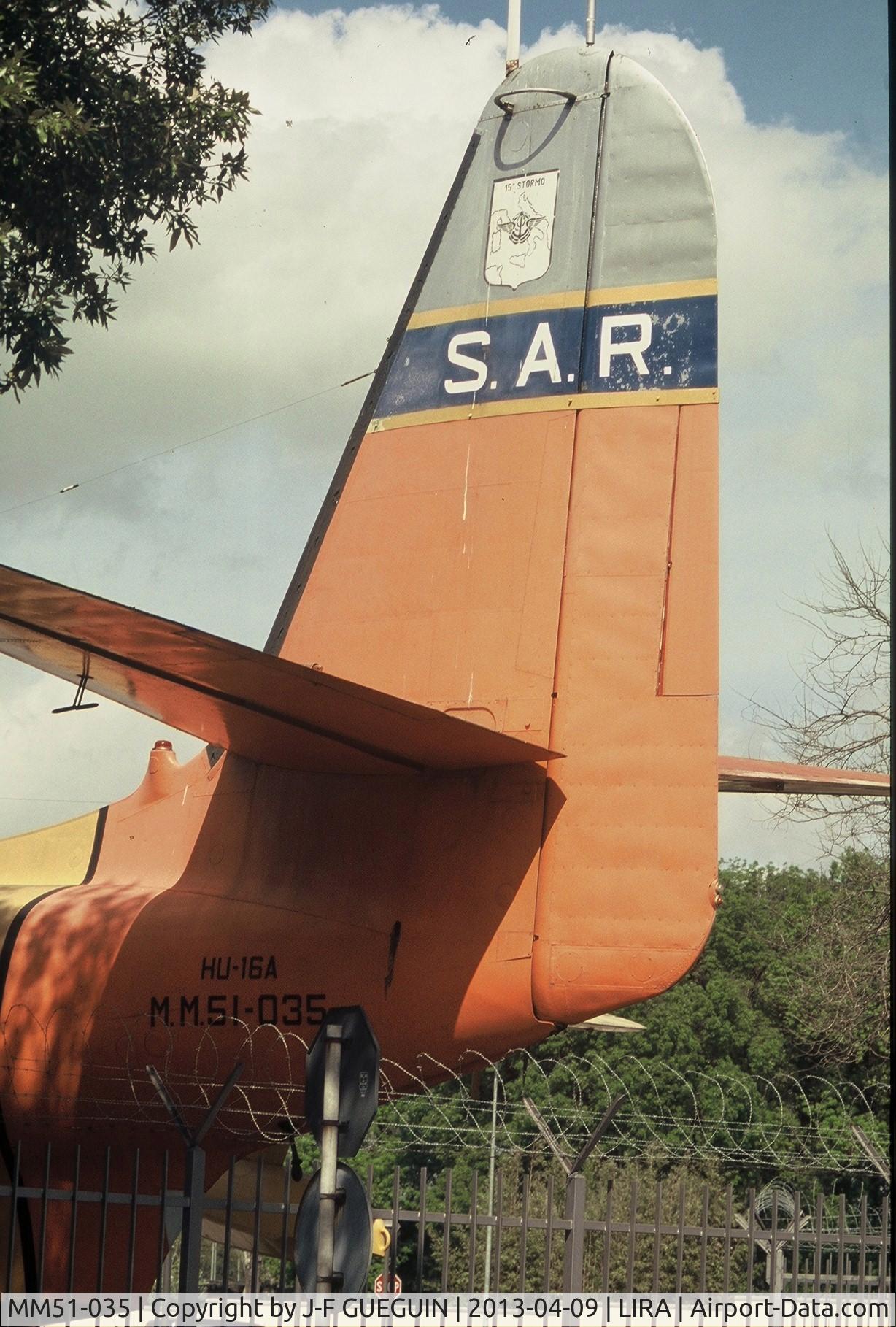MM51-035, 1952 Grumman HU-16A Albatross C/N G-110, MM51-035, detail of tail with badge of 15° stormo SAR (Roma-Ciampino).