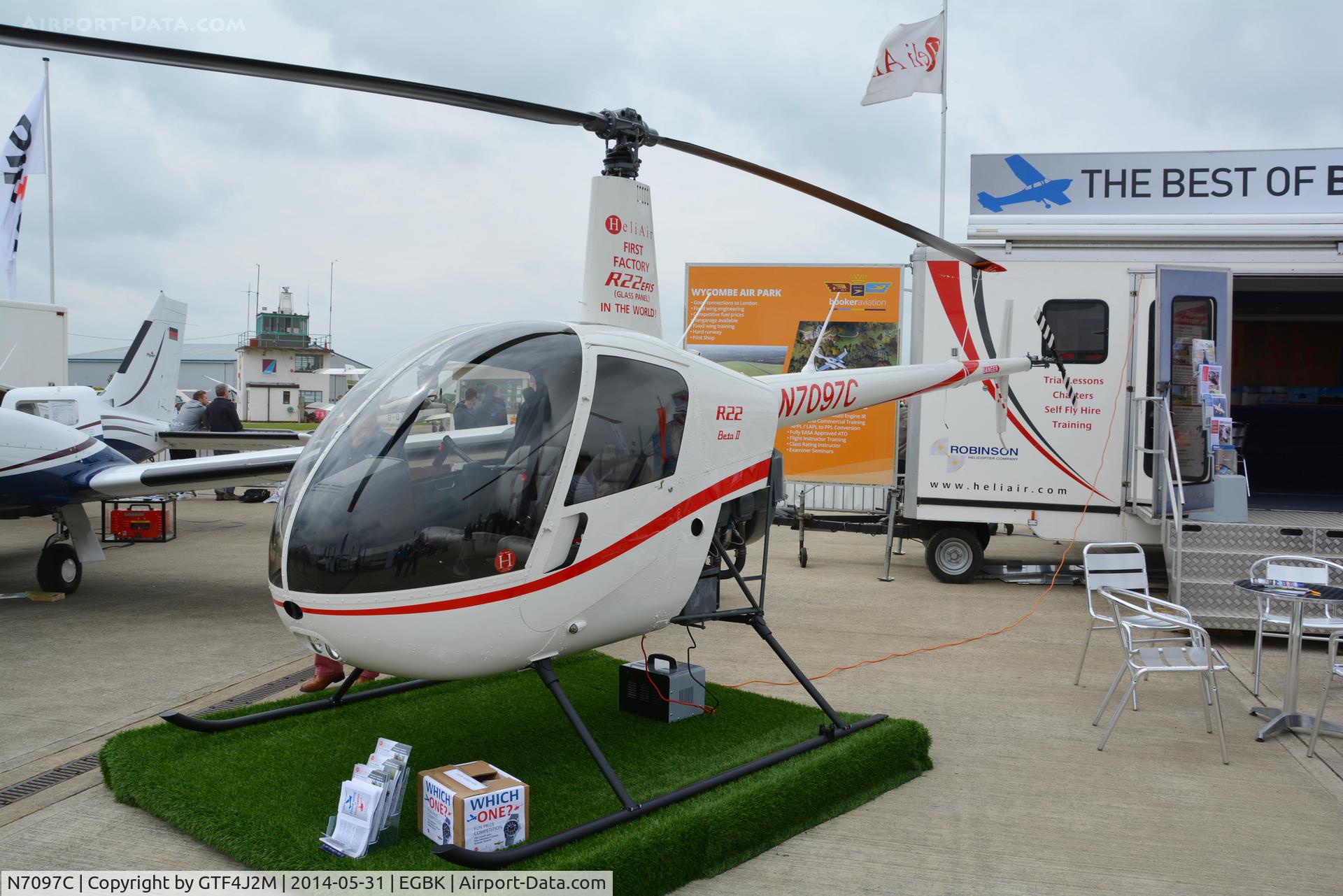 N7097C, 2012 Robinson R22 Beta II C/N 4591, N7097C at Aero Expo Sywell 31.5.14