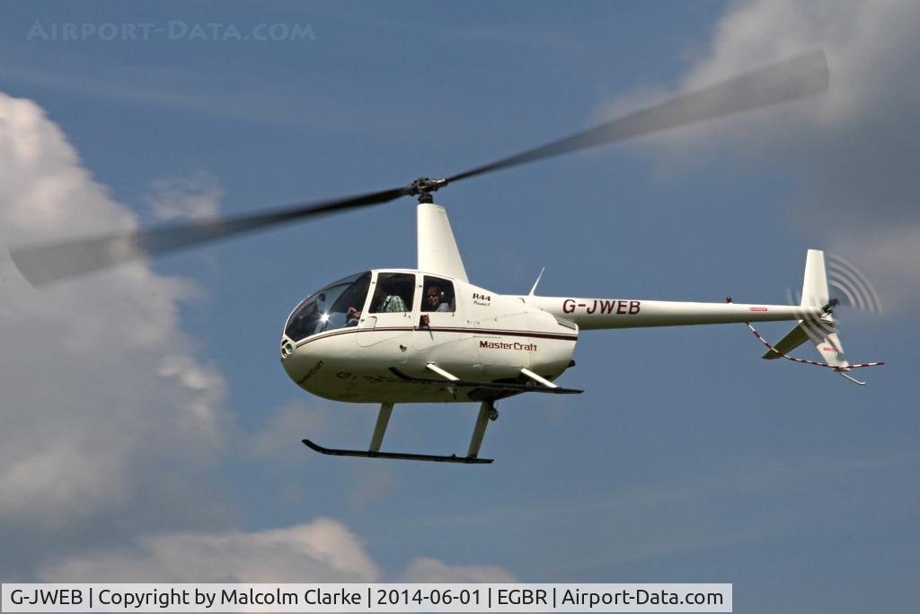 G-JWEB, 2003 Robinson R44 Raven C/N 1334, Robinson R44 Raven at The Real Aeroplane Club's Biplane and Open Cockpit Fly-In, Breighton Airfield UK, June 1st 2014.