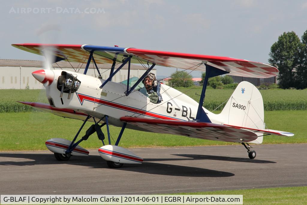 G-BLAF, 1987 Stolp SA-900 V-Star C/N PFA 106-10651, Stolp SA-900 V-Star at The Real Aeroplane Club's Biplane and Open Cockpit Fly-In, Breighton Airfield UK, June 1st 2014.
