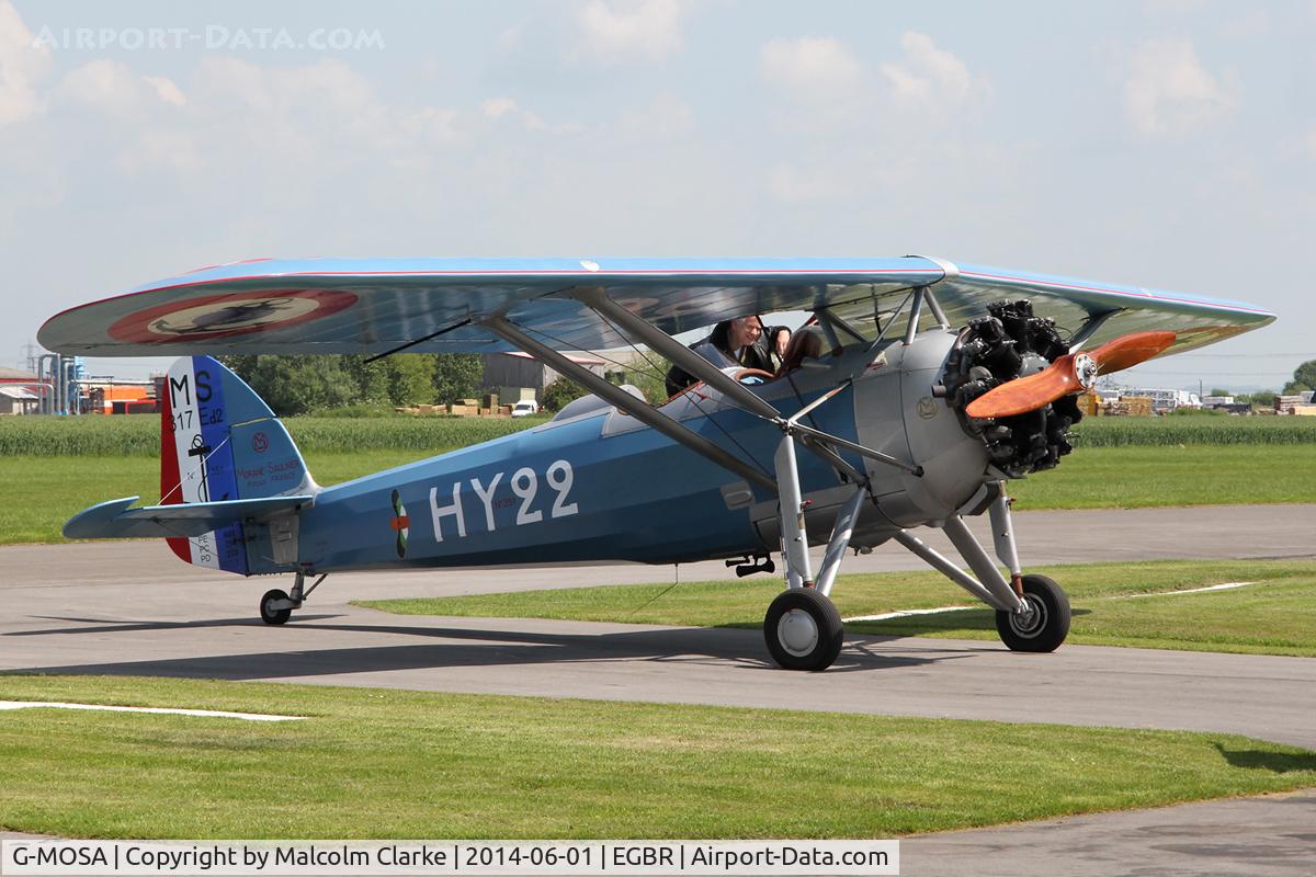 G-MOSA, 1952 Morane-Saulnier MS.317 C/N 351, Morane-Saulnier MS.317 at The Real Aeroplane Club's Biplane and Open Cockpit Fly-In, Breighton Airfield UK, June 1st 2014.