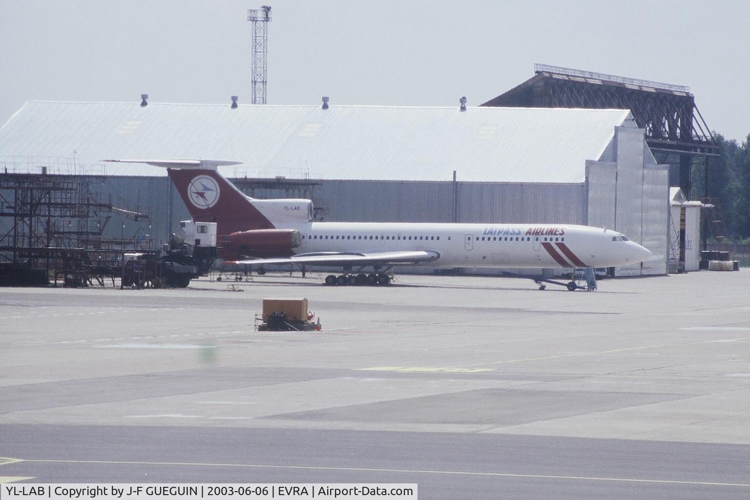 YL-LAB, 1981 Tupolev Tu-154B-2 C/N 81A515, YL-LAB  (wfu 2003) parked at Riga airport.