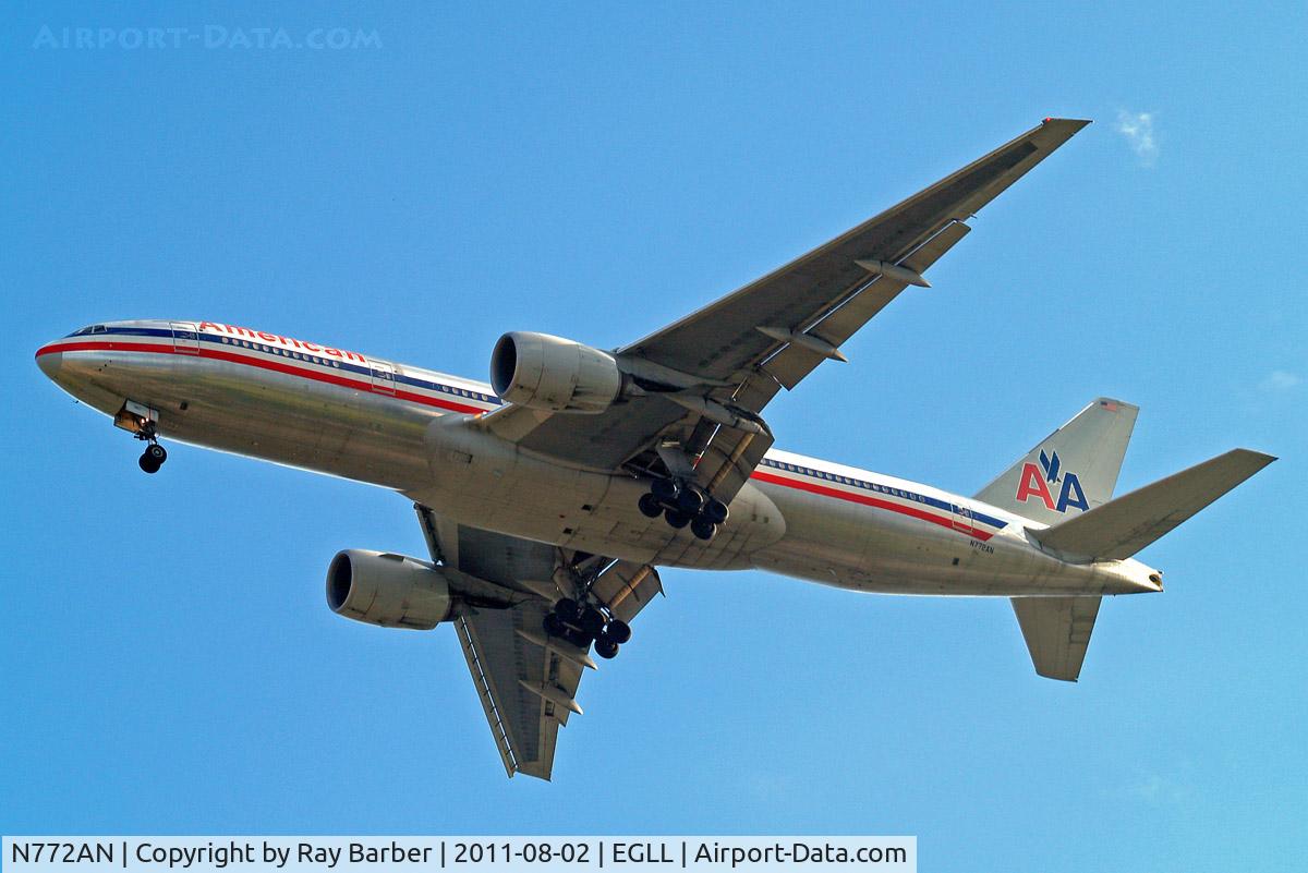 N772AN, 1999 Boeing 777-223 C/N 29580, Boeing 777-223ER [29580] (American Airlines) Home~G 02/08/2011. On approach 27R.