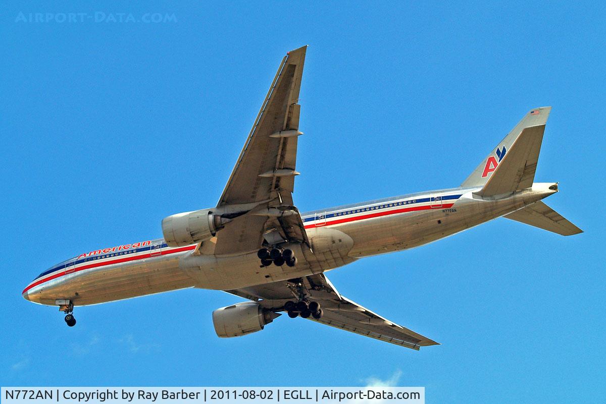 N772AN, 1999 Boeing 777-223 C/N 29580, Boeing 777-223ER [29580] (American Airlines) Home~G 02/08/2011. On approach 27R.