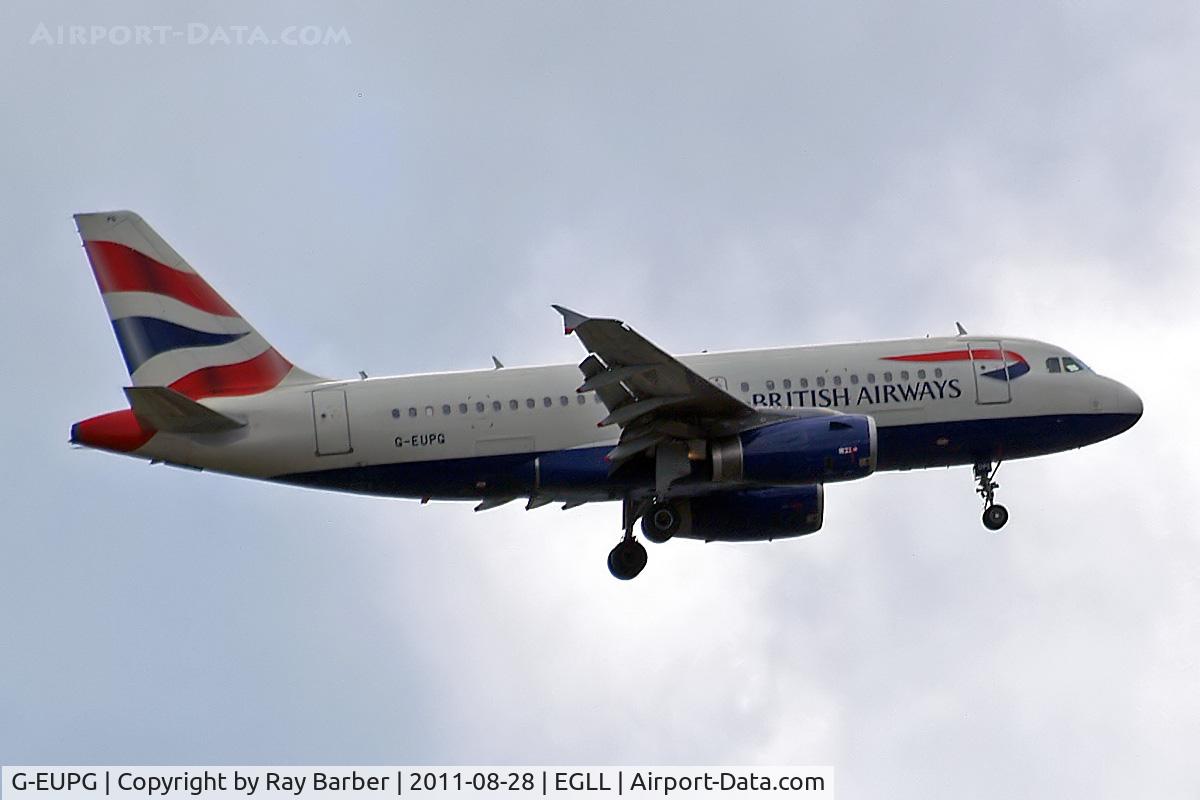G-EUPG, 2000 Airbus A319-131 C/N 1222, Airbus A319-131 [1222] (British Airways) Home~G 28/08/2011. On approach 27L.