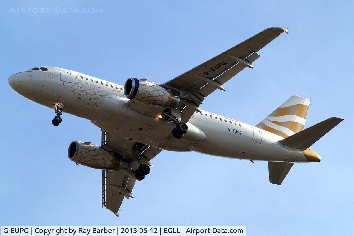 G-EUPG, 2000 Airbus A319-131 C/N 1222, Airbus A319-131 [1222] (British Airways) Home~G 12/05/2013. On approach 27R.