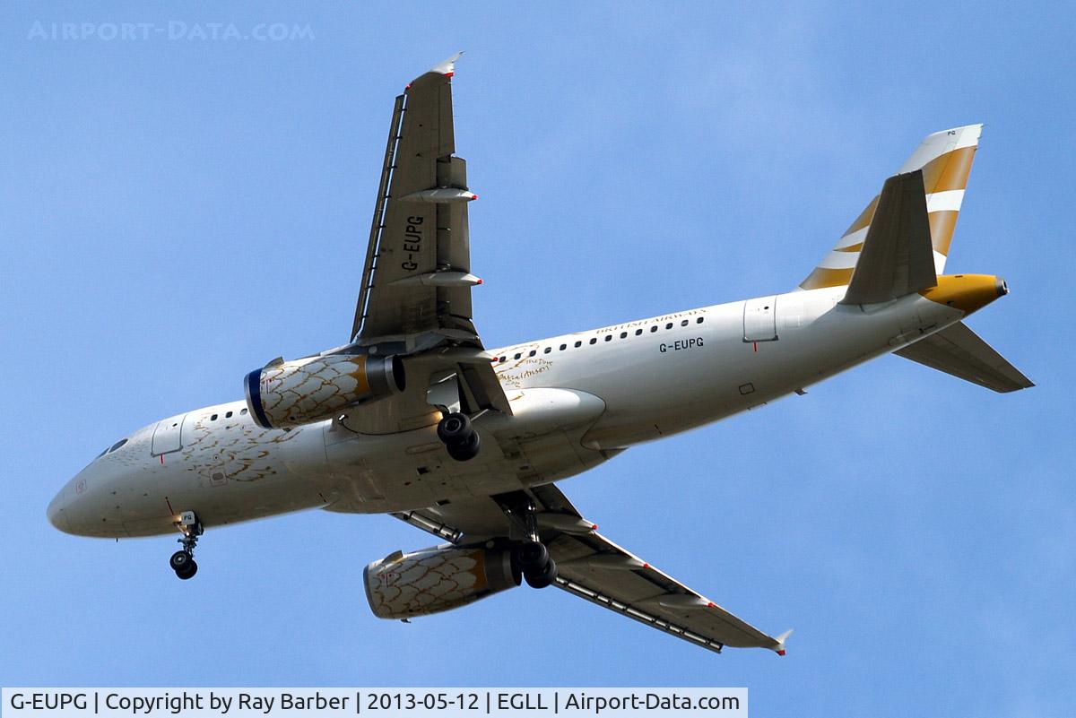 G-EUPG, 2000 Airbus A319-131 C/N 1222, Airbus A319-131 [1222] (British Airways) Home~G 12/05/2013. On approach 27R.