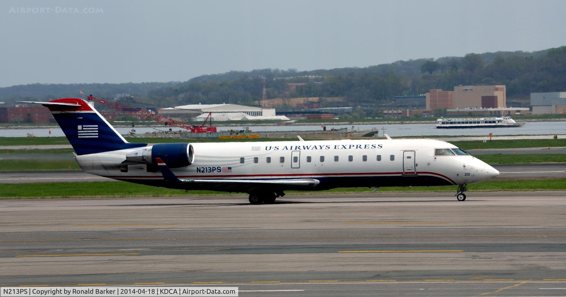 N213PS, 2003 Bombardier CRJ-200ER (CL-600-2B19) C/N 7879, Taxi to runway for takeoff Reagan
