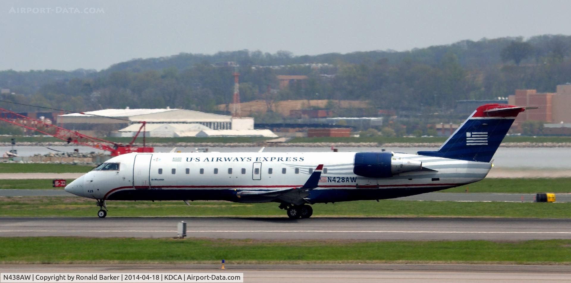 N438AW, 2003 Bombardier CRJ-200LR (CL-600-2B19) C/N 7748, Takeoff roll Reagan