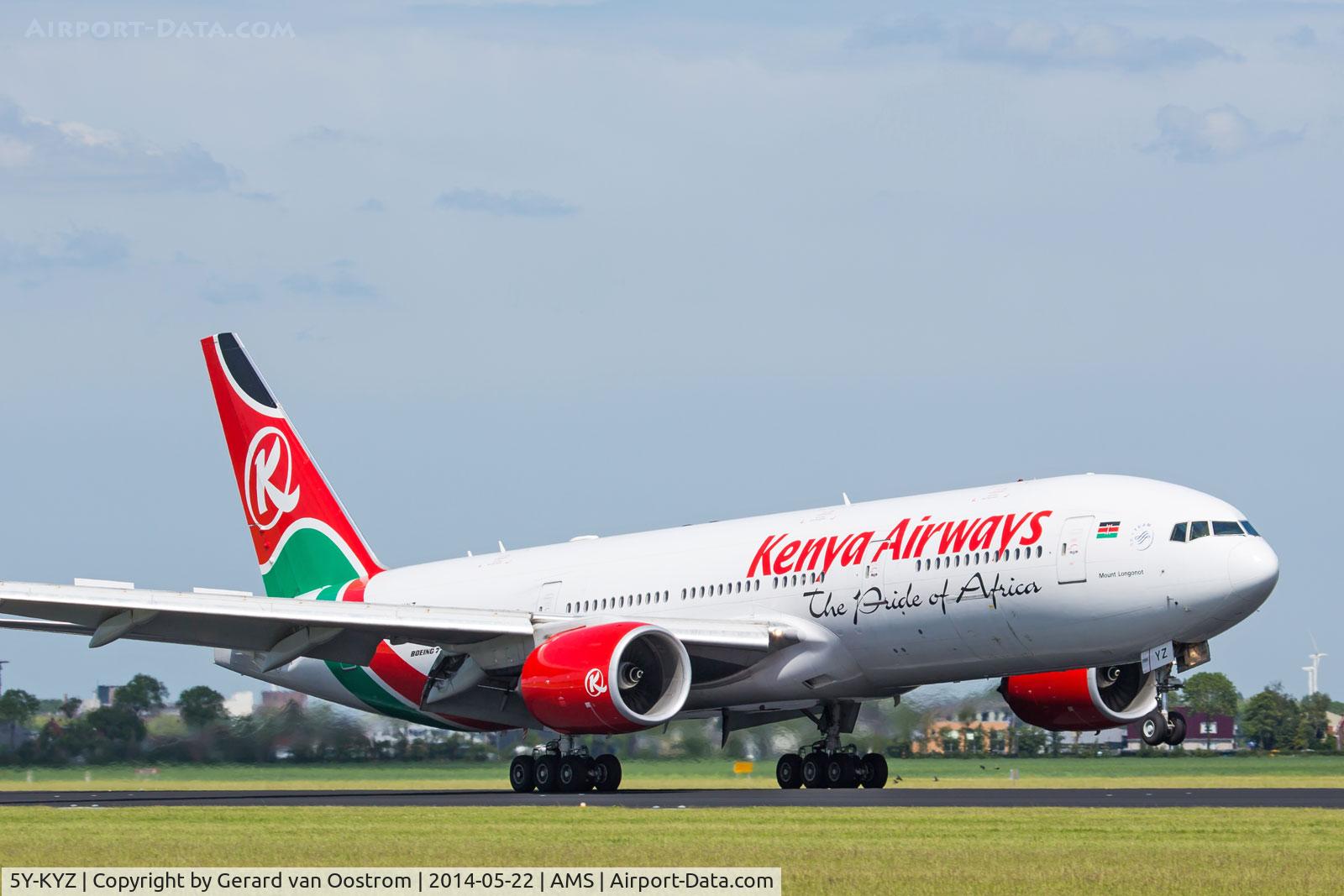 5Y-KYZ, 2007 Boeing 777-2U8ER C/N 36124, Triple 7 in the very bright and nice colors of Keny Airways.