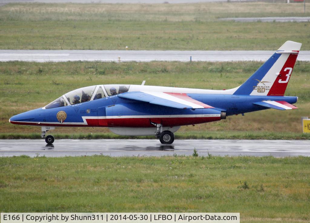 E166, Dassault-Dornier Alpha Jet E C/N E166, Taxiing to the General Aviation area... Participant of the Muret AirExpo Airshow 2014... Additional 80th anniversary patch...