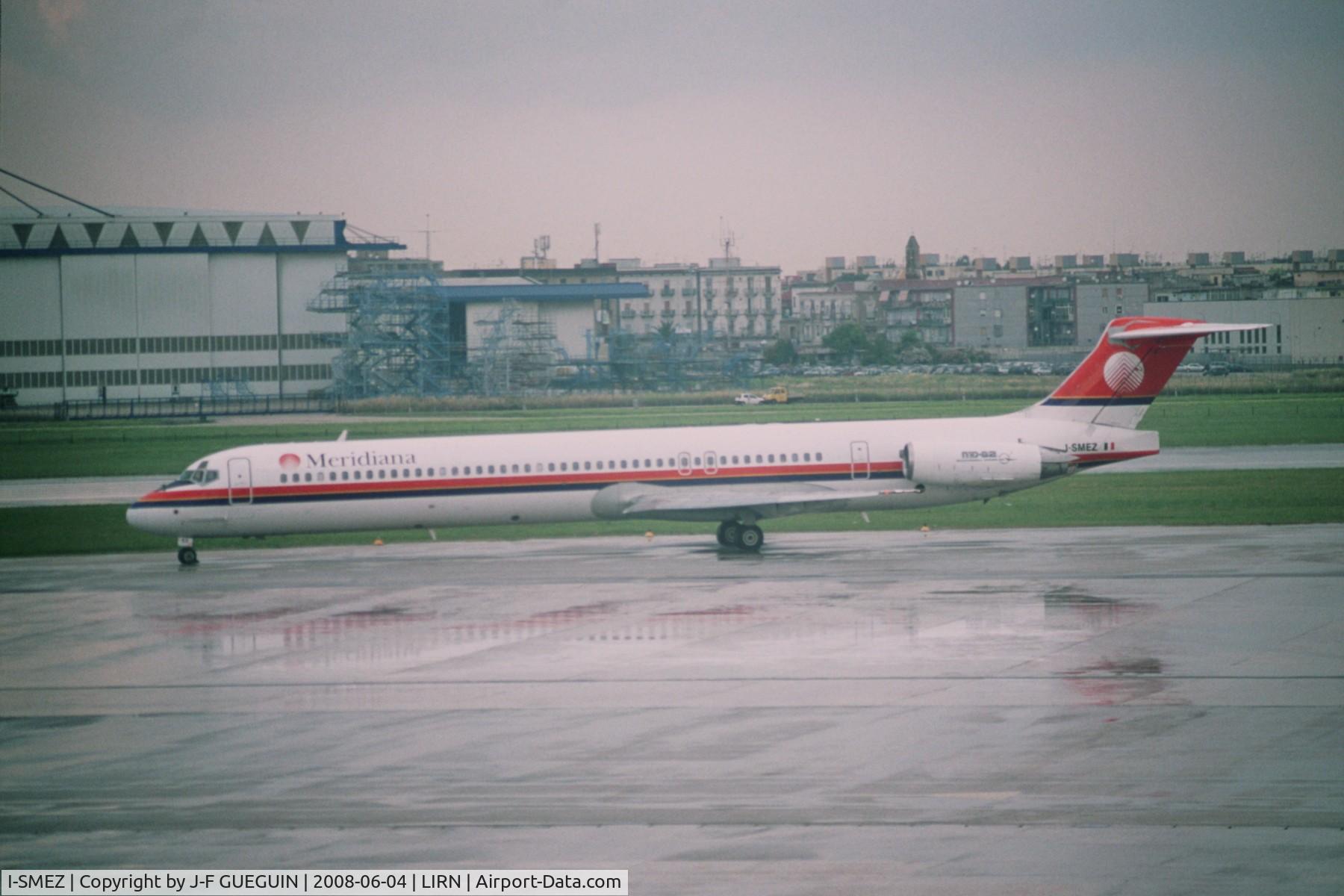 I-SMEZ, 1991 McDonnell Douglas MD-82 (DC-9-82) C/N 49903, I-SMEZ at Naples-Capodichino airport, on a rainy day.