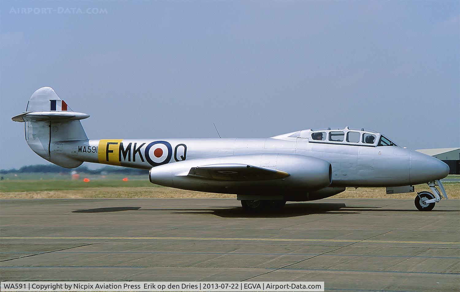 WA591, 1949 Gloster Meteor T.7 C/N G5/356460, WA591 seen here heading for the runway at RAF Fairford.