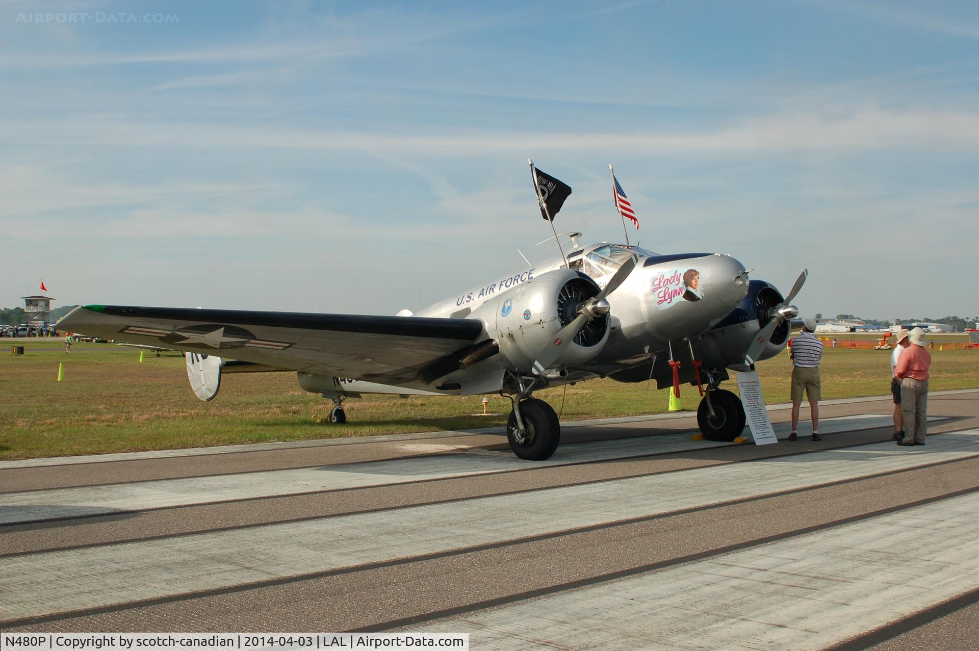 N480P, 1952 Beech C-45H Expeditor C/N AF-815 (52-10885), Beech C-45H, N480P, at 2014 Sun n Fun, Lakeland Linder Regional Airport, Lakeland, FL