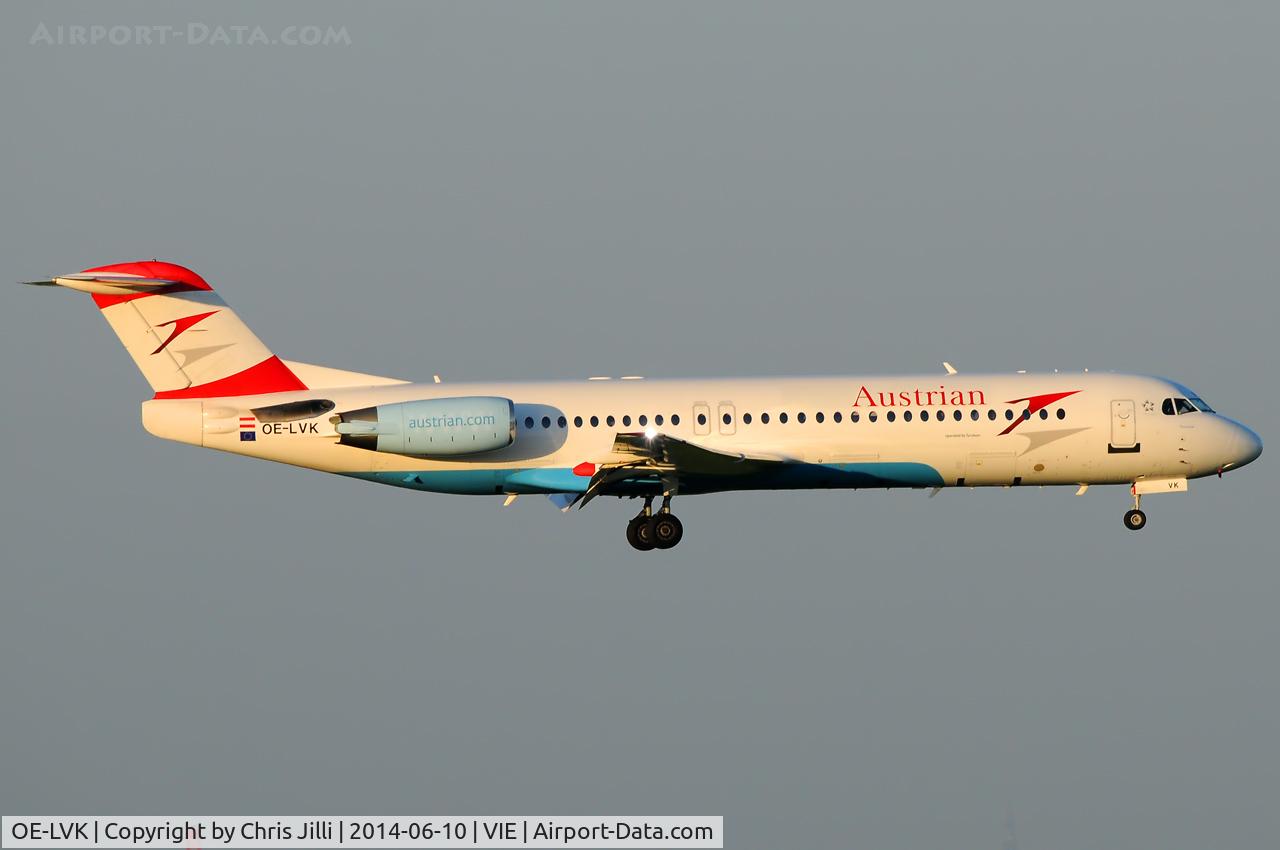 OE-LVK, 1992 Fokker 100 (F-28-0100) C/N 11397, Austrian Airlines