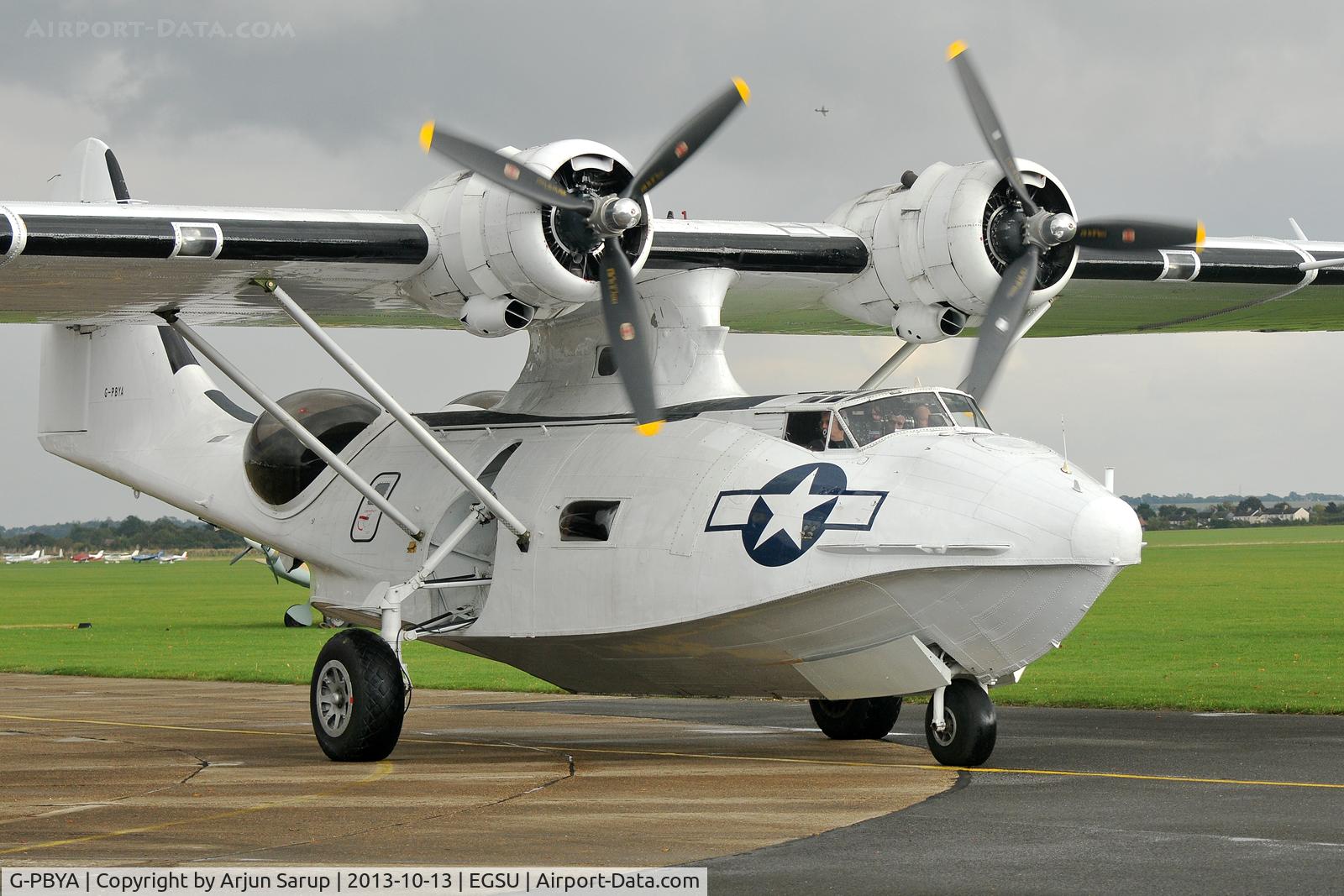 G-PBYA, 1944 Consolidated (Canadian Vickers) PBV-1A Canso A C/N CV-283, 'Miss Pick Up' taxiing out to display at Duxford Autumn Airshow 2013.