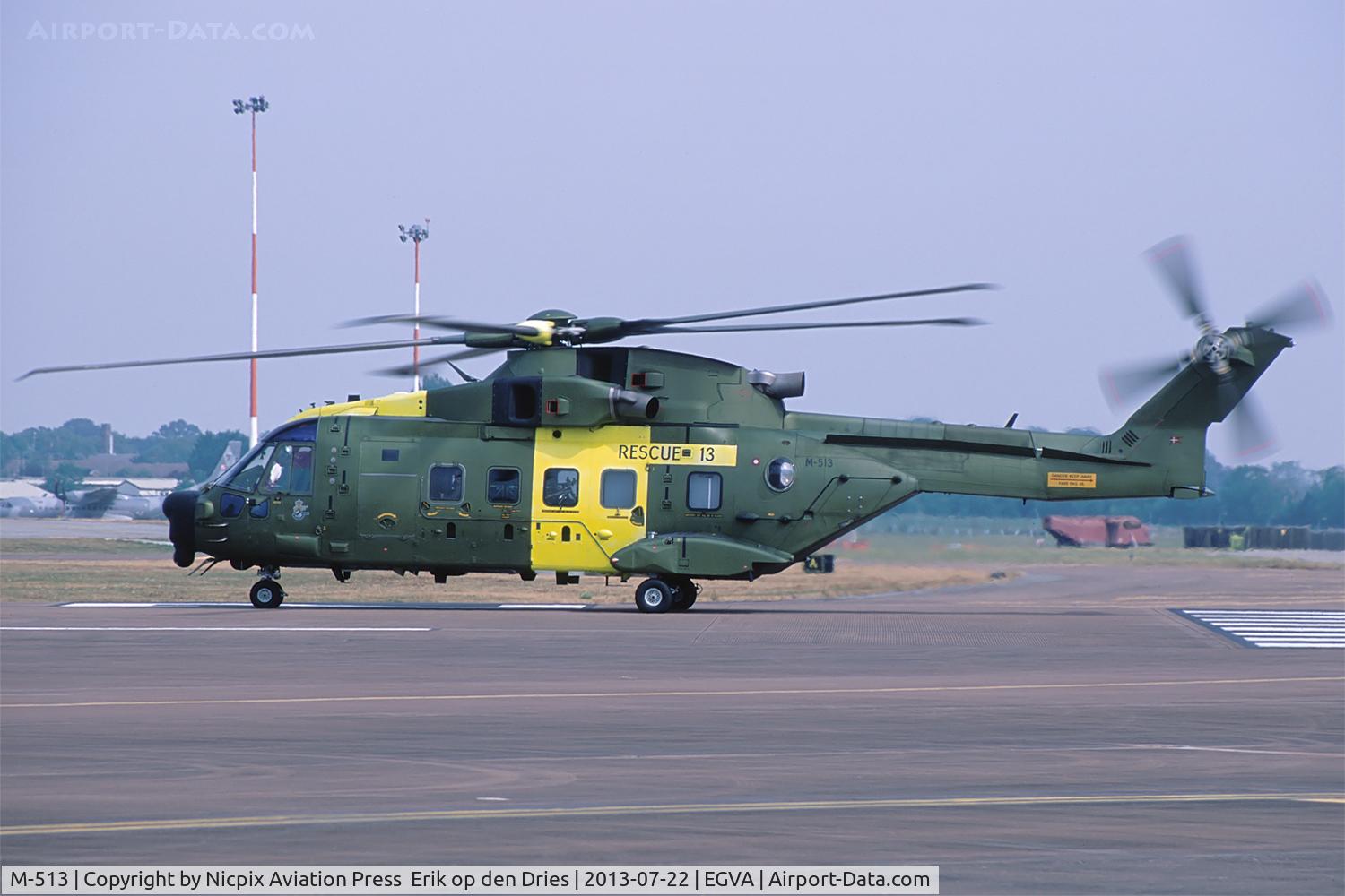 M-513, 2006 AgustaWestland EH-101 Mk.512 Merlin Joint Supporter C/N 50162/512013/DEN13, M-513 is a EH-101 of the Danish AF.