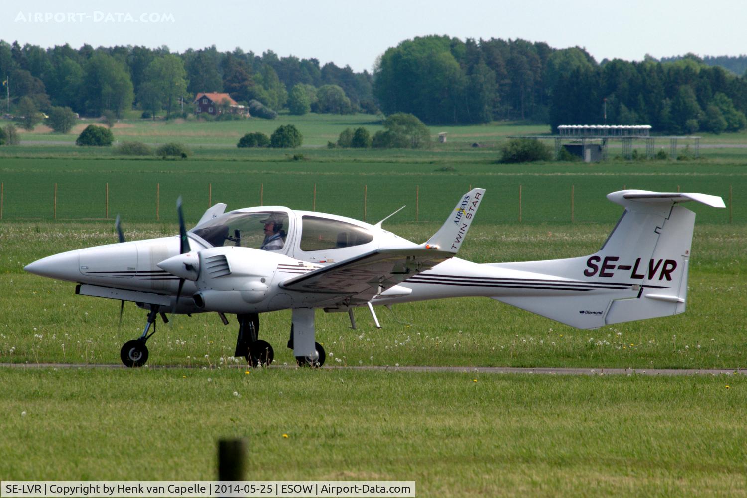 SE-LVR, 2006 Diamond DA-42 Twin Star C/N 42.127, Diamond DA-42 operated by flying school Airways Flygutbildning Svenska AB taxying for take off at Västerås Hässlö airport, Sweden