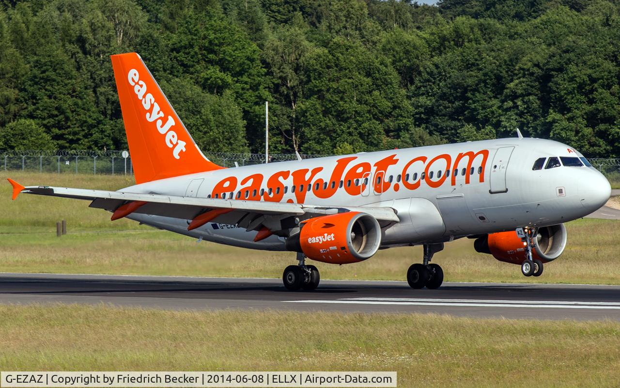 G-EZAZ, 2006 Airbus A319-111 C/N 2829, touchdown on RW24