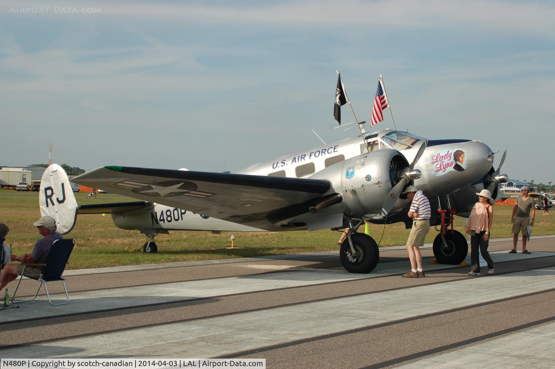 N480P, 1952 Beech C-45H Expeditor C/N AF-815 (52-10885), Beech C-45H, N480P, at 2014 Sun n Fun, Lakeland Linder Regional Airport, Lakeland, FL