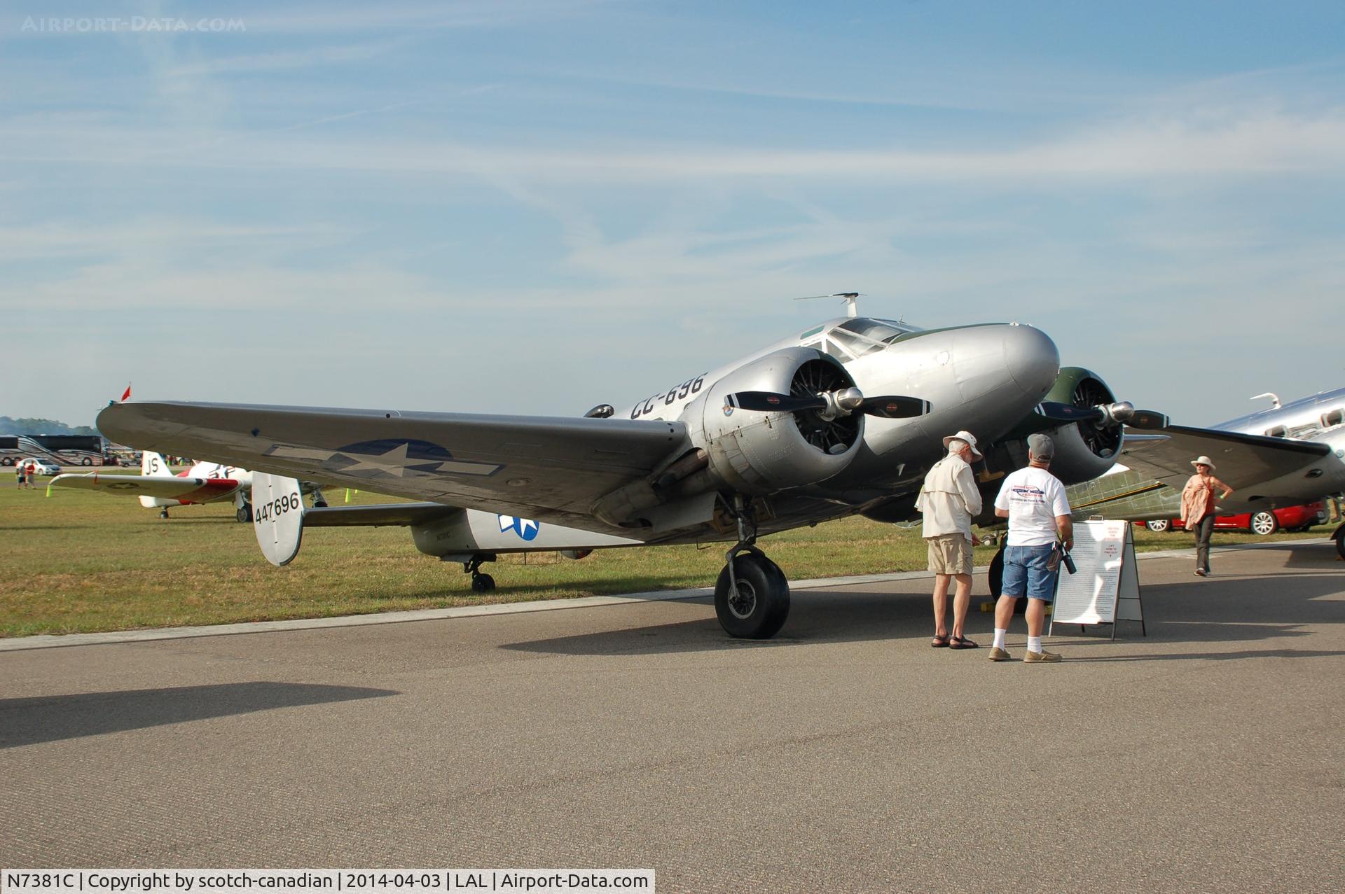 N7381C, 1944 Beech C18S C/N 8104, 1944 Beech C18S, N7381C, at 2014 Sun n Fun, Lakeland Linder Regional Airport, Lakeland, FL