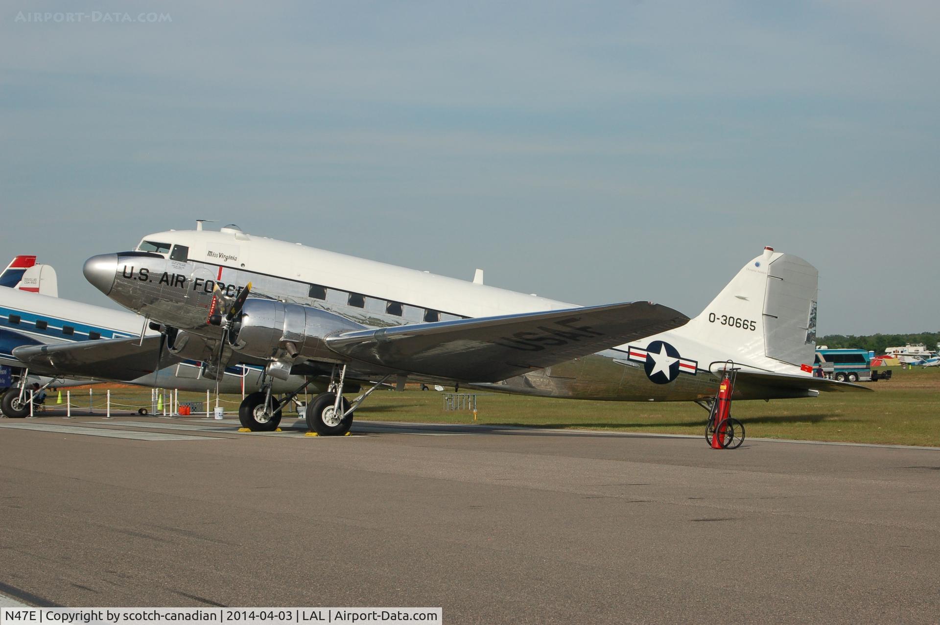 N47E, 1943 Douglas DC-3C (C-47A-60-DL) C/N 13816, 1943 Douglas DC3C, N47E (Miss Virginia), at 2014 Sun n Fun, Lakeland Linder Regional Airport, Lakeland, FL