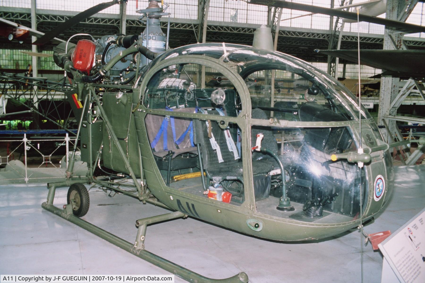 A11, Sud SE-3130 Alouette II C/N 1535, Alouette II (OT-AAG) preserved in belgian Musée Royal de l'Armée.
