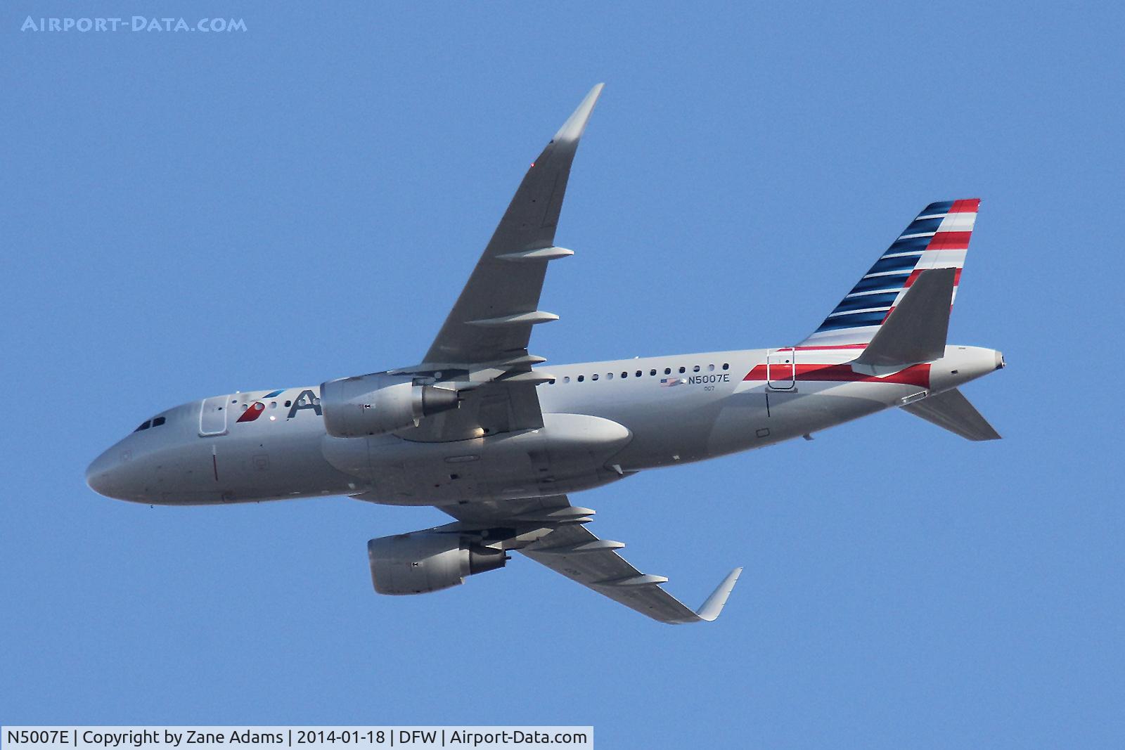 N5007E, 2013 Airbus A319-112 C/N 5781, American Airlines Airbus A319 landing at DFW Airport