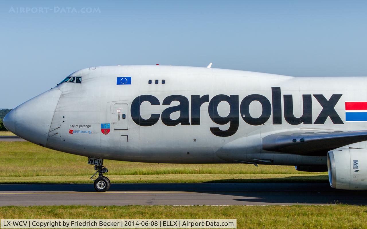 LX-WCV, 2007 Boeing 747-4R7F C/N 35804, taxying to the cargo center