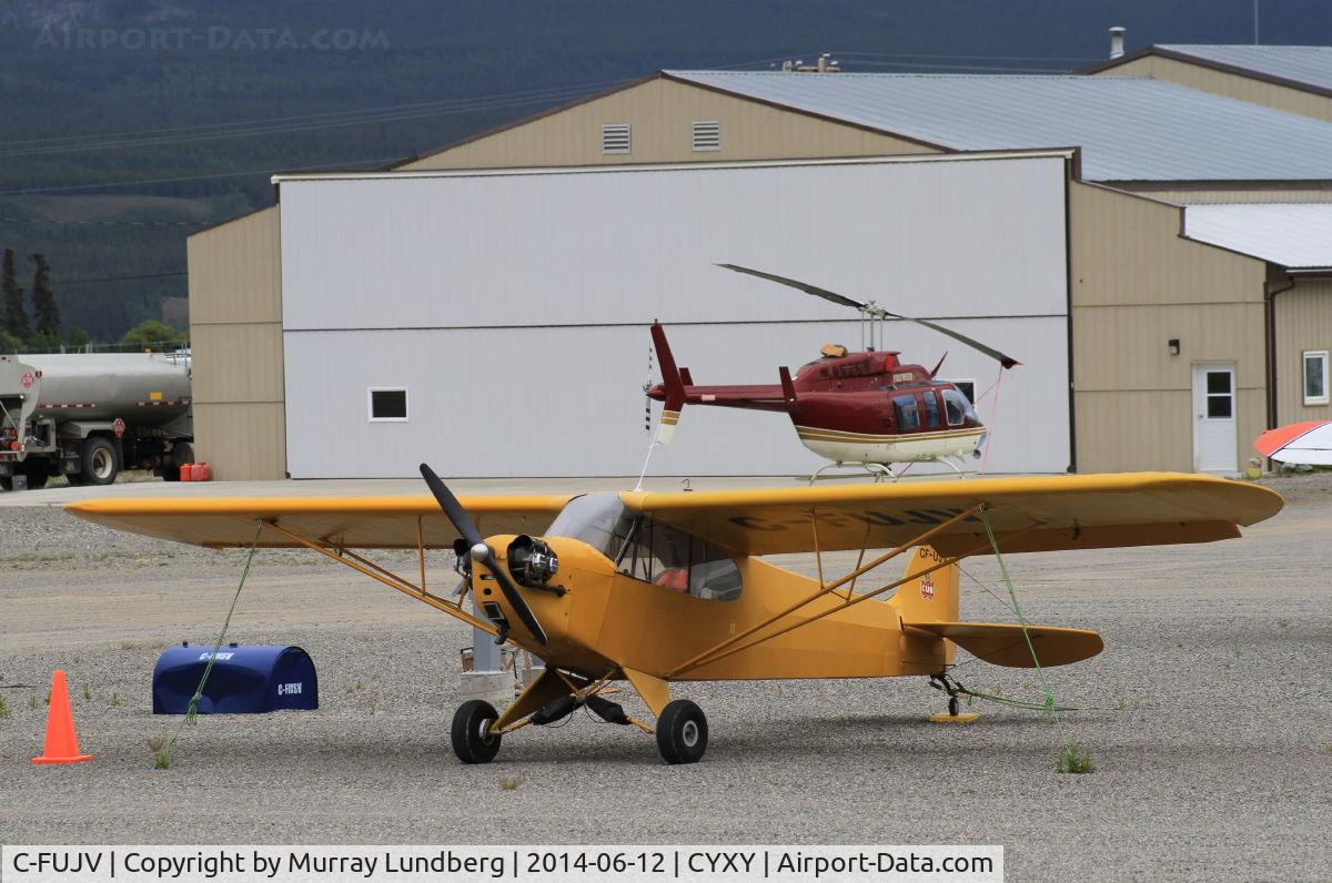 C-FUJV, 1940 Piper J3F-60 C/N 4419, Tied down at Whitehorse, Yukon.