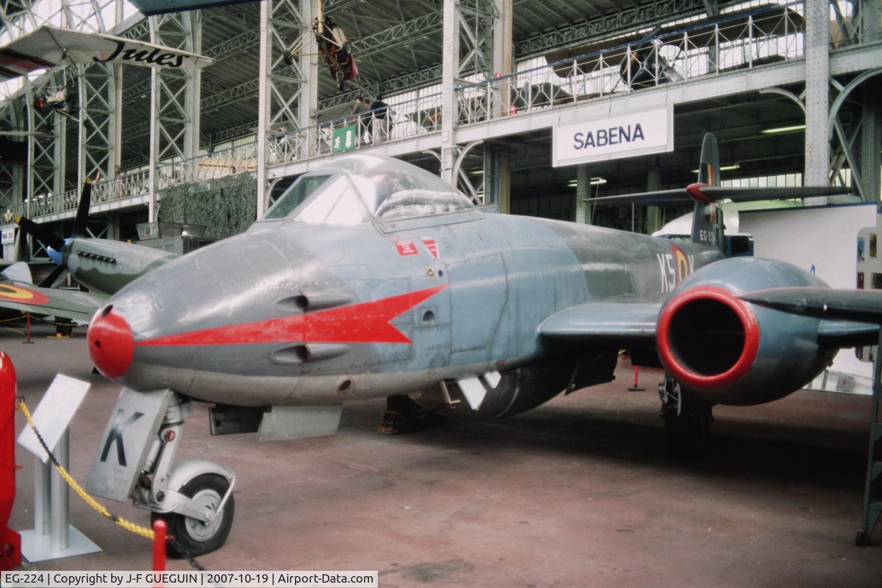EG-224, 1952 Gloster Meteor F.8 C/N M1, Meteor EG-224 (built by Avions Fairey) preserved in Belgian Musée Royal de l'Armée.