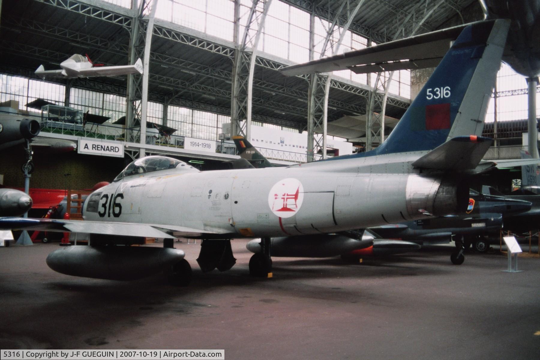 5316, 1952 North American F-86F Sabre C/N 191-938, Rear view of Portuguese F-86F-35-NA (US serial 52-5242) preserved in Belgian Musée Royal de l'Armée.