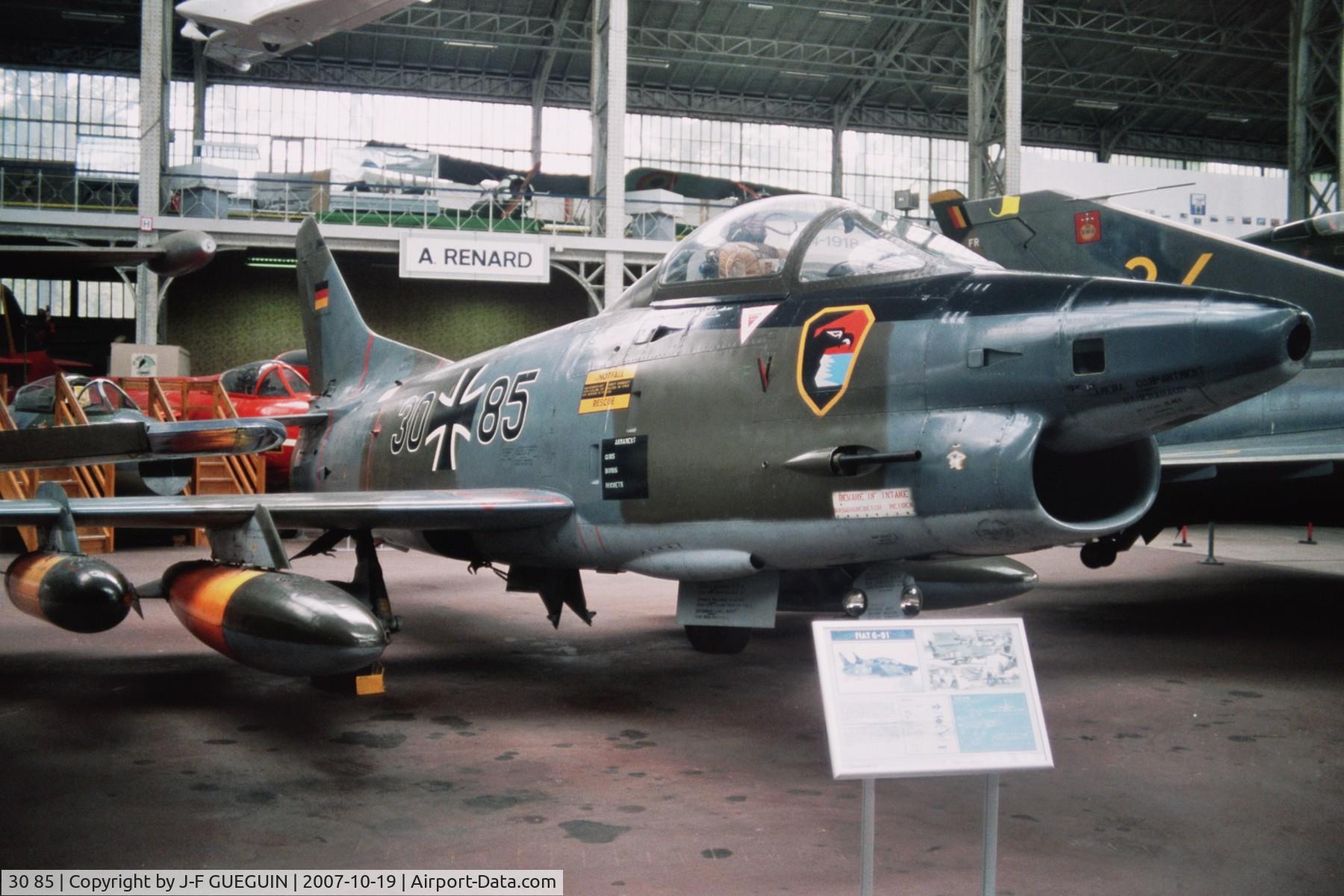 30 85, Fiat G-91R/3 C/N D348, G-91 built in Germany by Flugzeug-Union Süd (Dornier), preserved in Belgian Musée Royal de l'Armée.