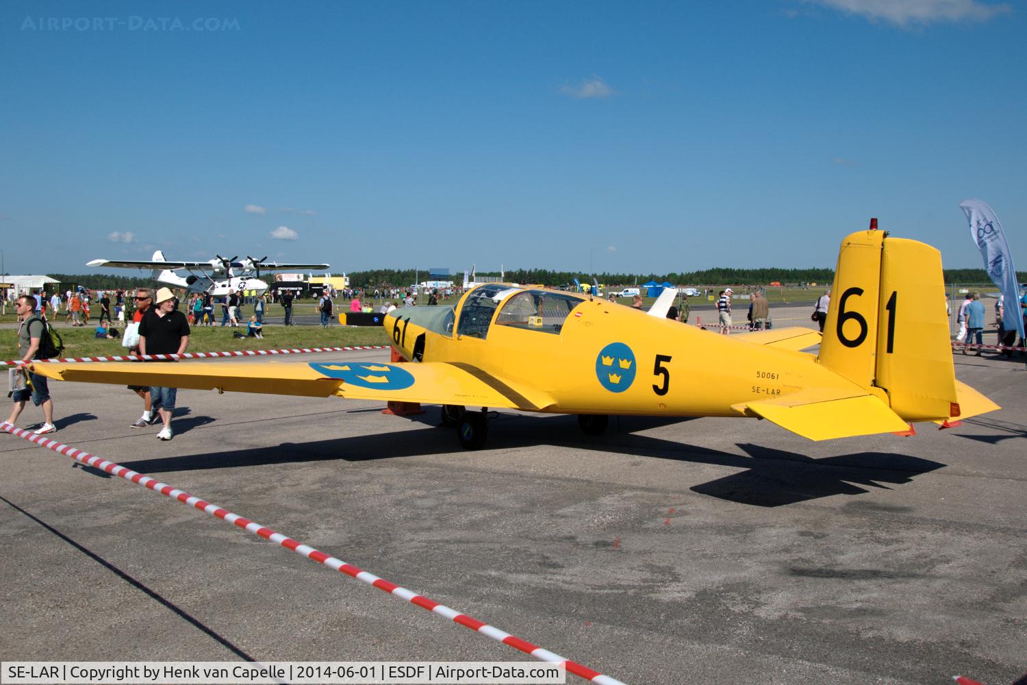 SE-LAR, 1953 Saab 91B Safir C/N 91-270, Saab 91B Safir parked on the platform of Ronneby Air Base, Sweden.